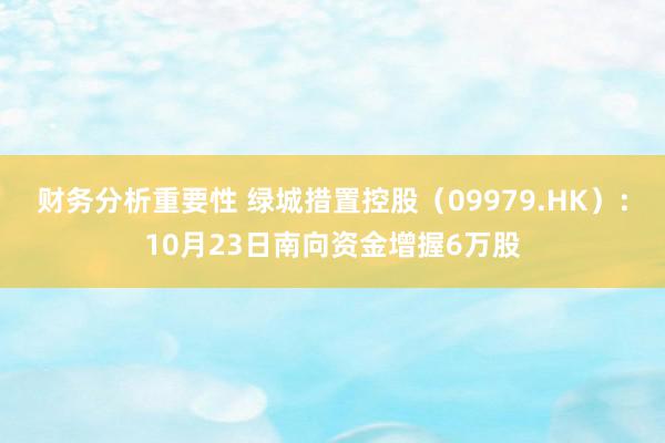 财务分析重要性 绿城措置控股（09979.HK）：10月23日南向资金增握6万股