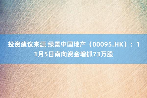 投资建议来源 绿景中国地产（00095.HK）：11月5日南向资金增抓73万股