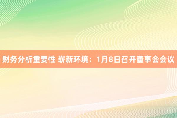 财务分析重要性 崭新环境：1月8日召开董事会会议