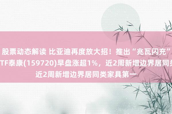 股票动态解读 比亚迪再度放大招！推出“兆瓦闪充”，智能车ETF泰康(159720)早盘涨超1%，近2周新增边界居同类家具第一